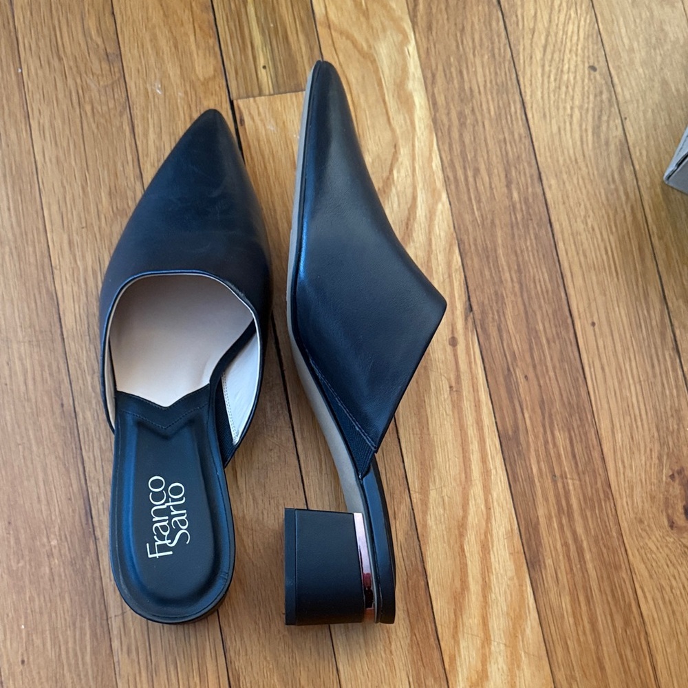 Franco Sarto Black Pointed Mules
